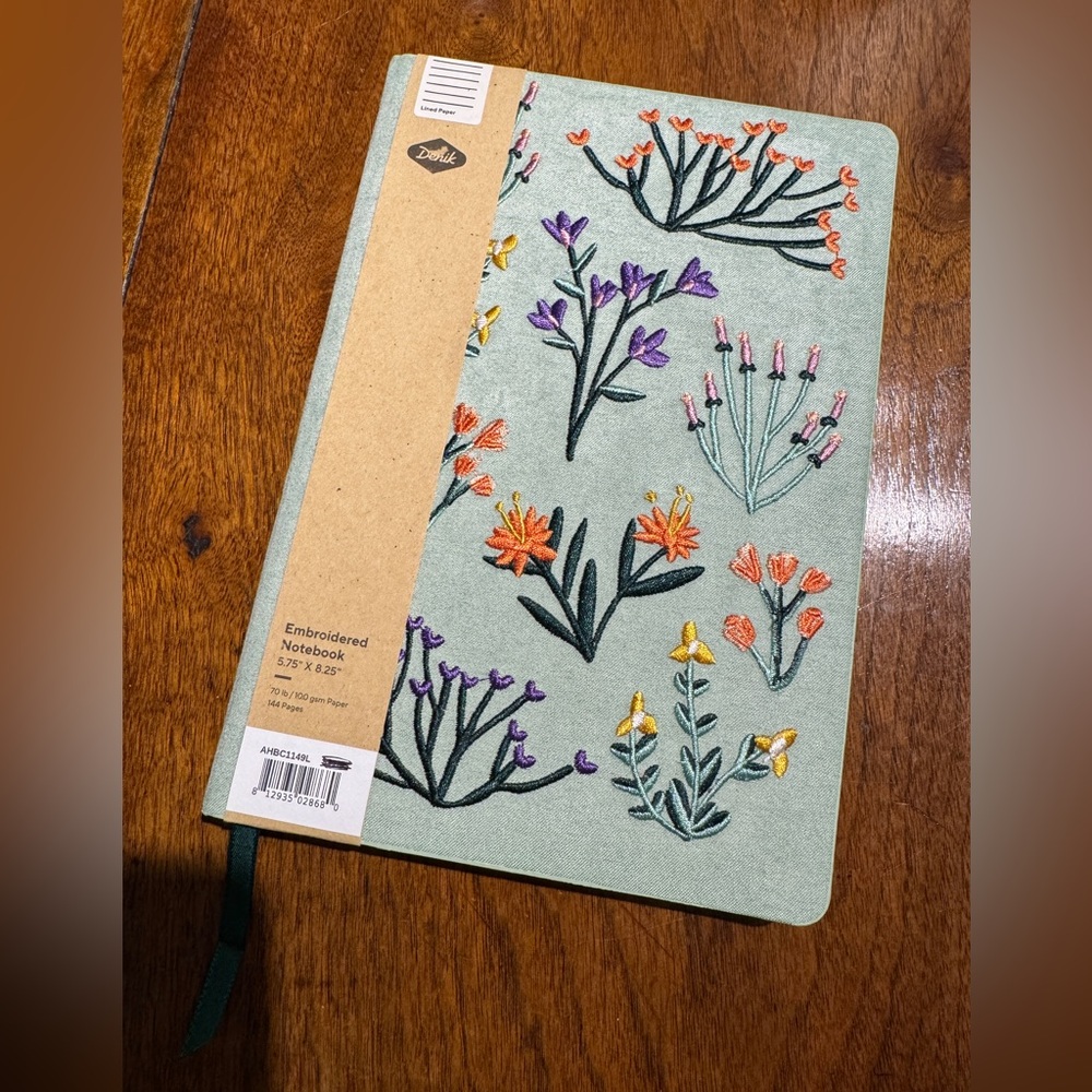 Green Embroidered Notebook